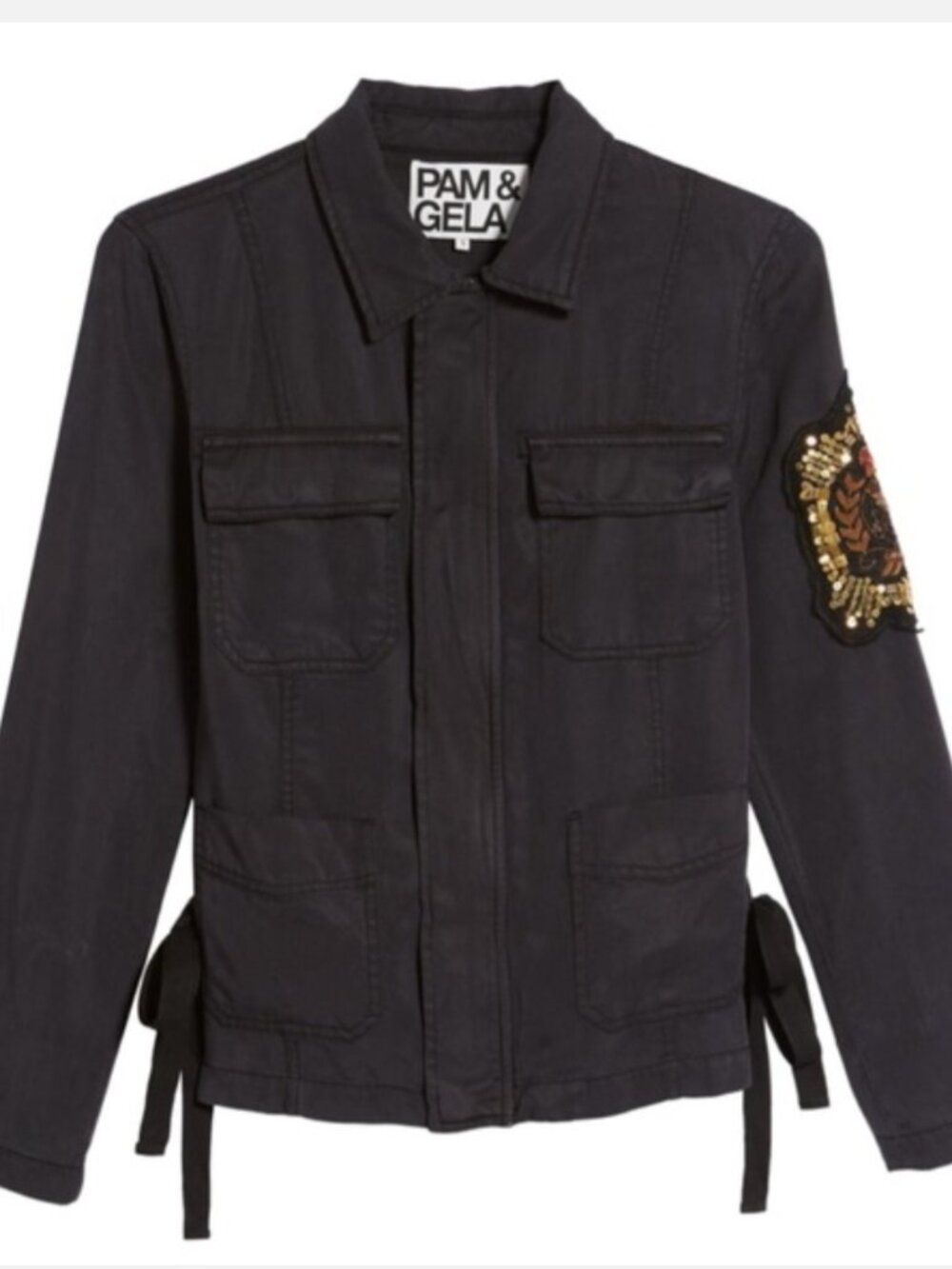 Pam & Gela black Feminist Gangsta side tie utility jacket - Small
